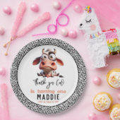 聖なる牛の戯画I'm One女性のカーボーイ1歳の誕生日 ペーパープレート (パーティー)