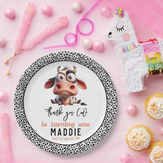 聖なる牛の戯画I'm One女性のカーボーイ1歳の誕生日 ペーパープレート
