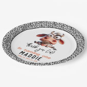 聖なる牛の戯画I'm One女性のカーボーイ1歳の誕生日 ペーパープレート (アングル)