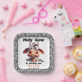 聖なる牛の戯画I'm One女性のカーボーイ1歳の誕生日 ペーパープレート (パーティー)