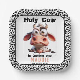 聖なる牛の戯画I'm One女性のカーボーイ1歳の誕生日 ペーパープレート
