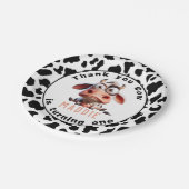 聖なる牛の戯画I'm One女性のカーボーイ1歳の誕生日 ペーパープレート (アングル)