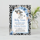聖なる牛の男の子ベビーシャワー ブルー ボーホー ファーム 招待状 (スタンド正面)