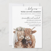 聖なる牛ハイランドの花嫁新郎花嫁 招待状 (正面)