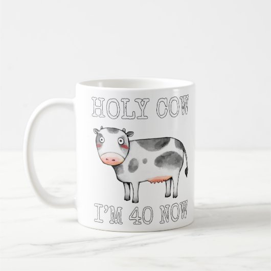 聖なる牛40歳おもしろい今40歳 コーヒーマグカップ (左)