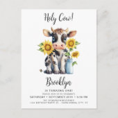 聖なる牛 かわいい農場の動物たち 1歳の誕生日パーティーへの招待状 ポストカード (正面)