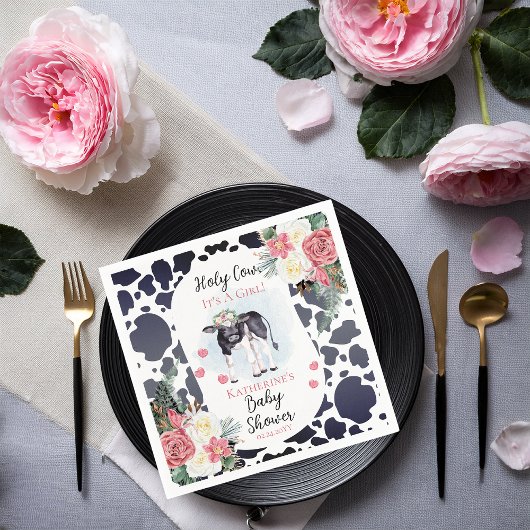 聖なる牛、それは女の子の赤ちゃんシャワー歓迎 スタンダードカクテルナプキン