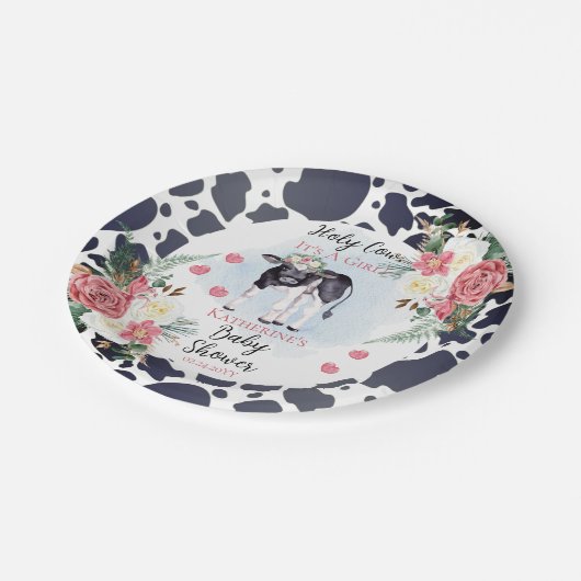 聖なる牛、それは女の子の赤ちゃんシャワー歓迎 ペーパープレート (アングル)
