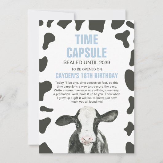 聖なる牛 1歳の誕生日 タイムカプセル カード (正面)