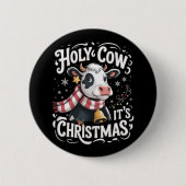 聖なる牛 Xmas 面白い 牛好き 農場の動物 缶バッジ (正面)