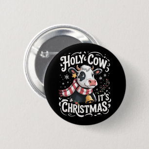 聖なる牛 Xmas 面白い 牛好き 農場の動物 缶バッジ