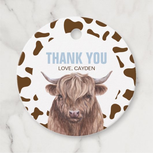 聖なる牛I'm One brown Cowプリント誕生日 フェイバータグ (正面)