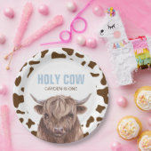 聖なる牛I'm One brown Cowプリント誕生日 ペーパープレート (パーティー)