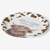 聖なる牛I'm One brown Cowプリント誕生日 ペーパープレート (アングル)
