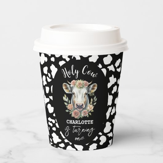 聖なる牛i'm One Cow Girl 1st Birthday 紙コップ (正面)