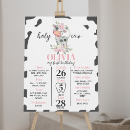 聖なる牛I'm One First誕生日マイルストーンのサイン ポスター