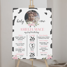 聖なる牛I'm One First誕生日マイルストーンのサイン ポスター