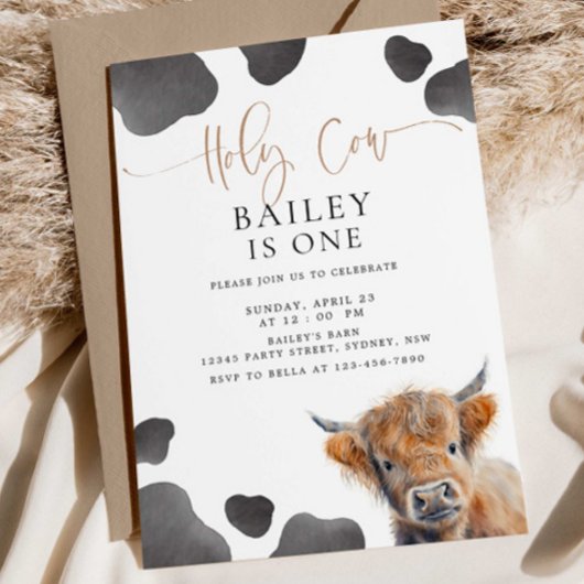 聖なる牛I'm ONE Highland Cow 1st Birthday 招待状