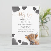 聖なる牛I'm ONE Highland Cow 1st Birthday 招待状 (スタンド正面)