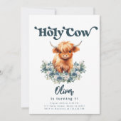 聖なる牛I'm One Highland Cow Boy 1st Birthday 招待状 (正面)