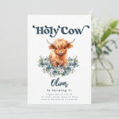 聖なる牛I'm One Highland Cow Boy 1st Birthday 招待状 (スタンド正面)