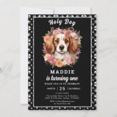聖なる犬、私は1歳! 犬娘1歳の誕生日 招待状 (正面)