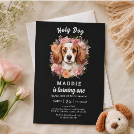 聖なる犬、1歳だよ!犬の女の子1歳の誕生日 招待状