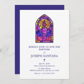 聖なる紫のモザイクの蝋燭洗礼 招待状 (正面/裏面)