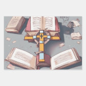 聖なる聖書と十字架のエレガンス ラッピングペーパーシート (正面)