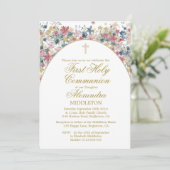 聖なる聖餐式の最初のモダン写真園の花 招待状 (スタンド正面)