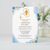 聖なる聖餐式の水の色の青いスプラッシュフローラ 招待状 (スタンド正面)