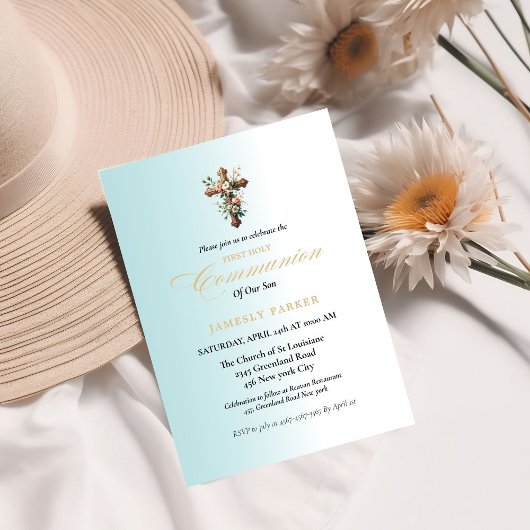 聖なる聖餐式の水の色の青いスプラッシュ 招待状