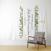 聖なる聖餐式の金ゴールドが緑を横断する写真の背景 タペストリー (インサイチュ(横))