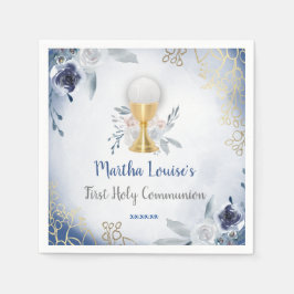 聖なる聖餐式の青い花 スタンダードカクテルナプキン