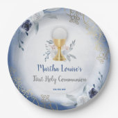 聖なる聖餐式の青い花 ペーパープレート (正面)