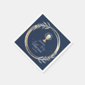 聖なる聖餐式の青とホイルフェイクス スタンダードカクテルナプキン (角)