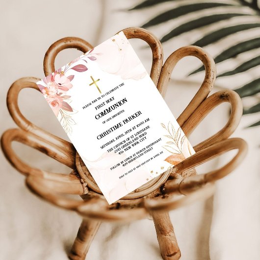 聖なる聖餐式ピンクの水の色のスプラッシュ 招待状