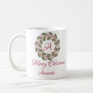 聖なる葉さくらんぼとクリスマスコーヒーマグ コーヒーマグカップ