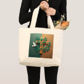 聖なる葉の静けさ ラージトートバッグ (正面(商品))