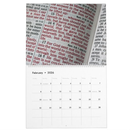 聖なる言葉：キリスト教聖なる書物、 経典 パーソナライズされた カレンダー (2月 2026)
