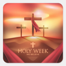 聖なる週の正方形ステッカー スクエアシール