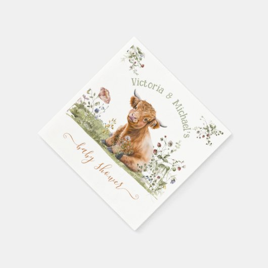 聖なる高地の牛の赤ちゃんシャワー スタンダードカクテルナプキン (角)