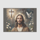 聖なる鳩とともに地球に祈りを捧げるイエス・キリスト 薄葉紙 (正面)