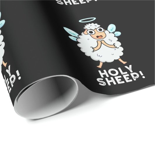 聖ひつじ 面白い動物パンプレイ 濃い背景 ラッピングペーパー (ロールコーナー)