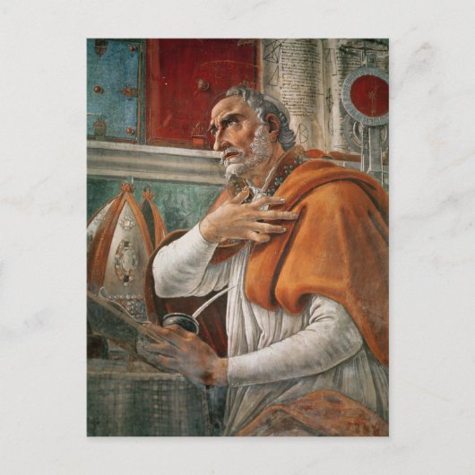 聖アウグスティヌスが独房で、1480年頃 ポストカード (正面)