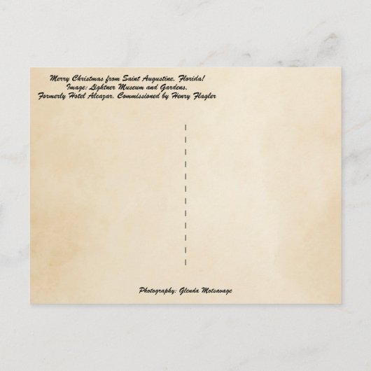 聖アウグスティーヌ・フロリダのメリークリスマス シーズンポストカード (裏面)