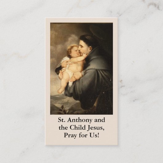 聖アンソニーと子イエス祈りの言葉カード コーリングカード (正面)