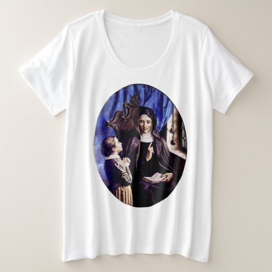 聖アンヂェラ・メリチ 教育者の守護聖人 プラスサイズTシャツ (デザイン正面)