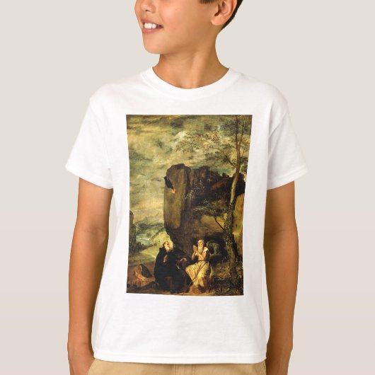 聖アントニウス大帝とテベスのパウロ Tシャツ (正面)
