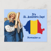 聖アンドリューとルーマニアの国旗の地図 ポストカード (正面)